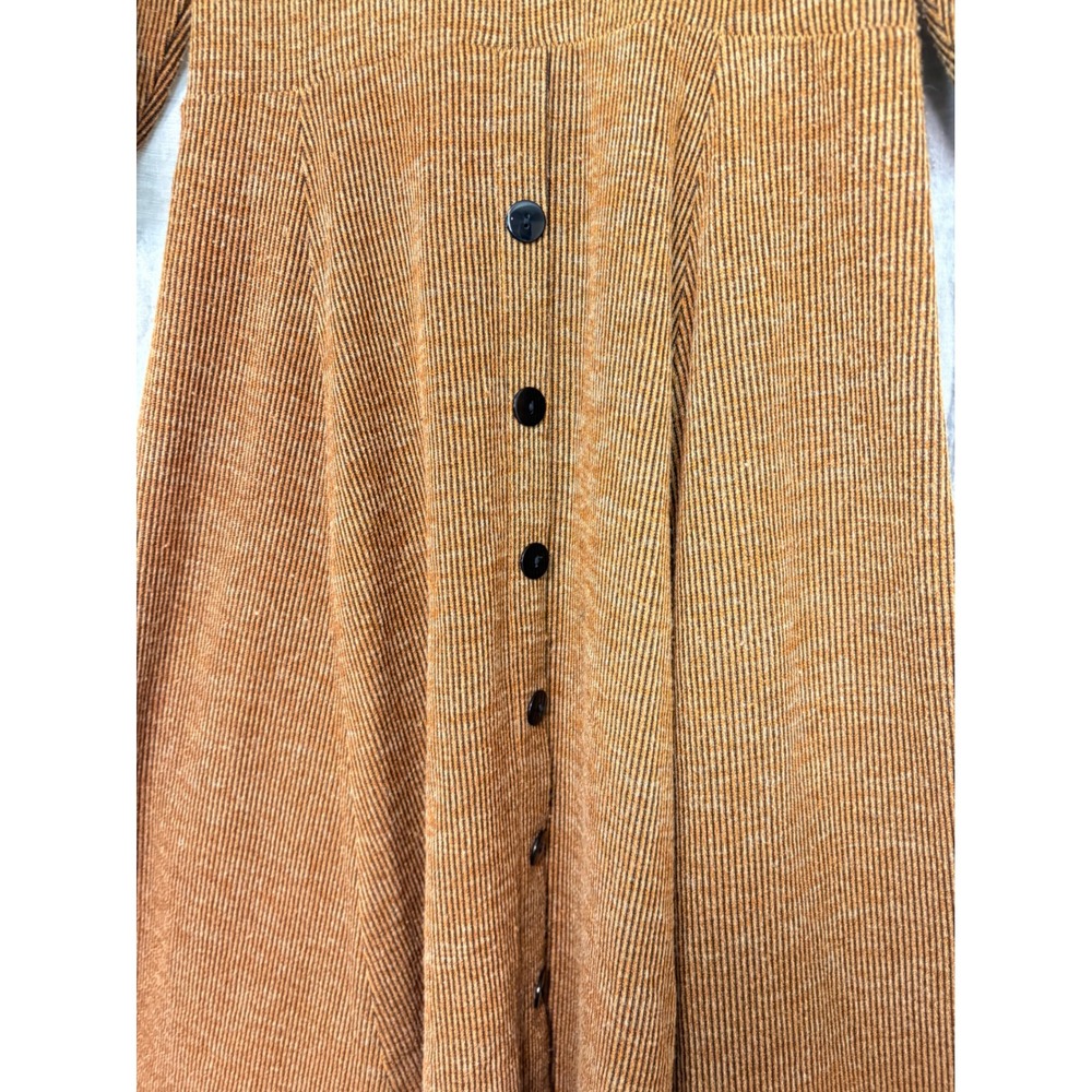Signature by Robbie Bee Womens Rust Ribbed Cowl Neck Fit & Flare Midi Dress M - Picture 2 of 7